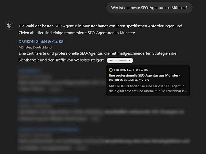 SEO Optimierung für ChatGPT: Beispiel 1